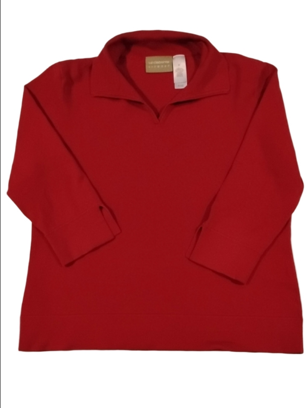 3/$20 Liz Claiborne Bright Red V-Neck Collared Sweater